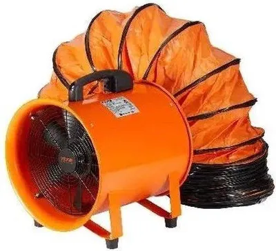 Zdjęcie produktu dla Przemysłowa dmuchawa wyciągowa 230 W – wąż PVC 10 m – przenośna – okapy wyciągowe – dmuchawa wyciągowa – pomarańczowa