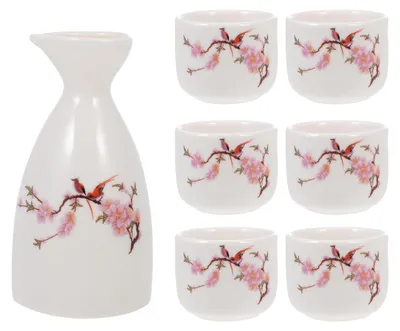 Produktbild von Japanisches Sake Set aus Keramik mit Karaffe und Tassen, 5-teilig