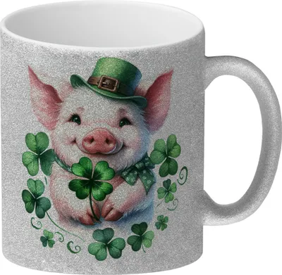 Produktbild von Süßes Schwein das Glück bringt Glitzer-Kaffeebecher