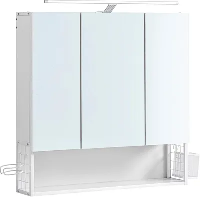 Zdjęcie produktu dla Szafka łazienkowa wisząca biała z lustrem i oświetleniem LED