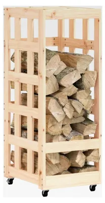 Produktbild von Kaminholzregal mit Rollen 40x49x110 cm aus Kiefernholz