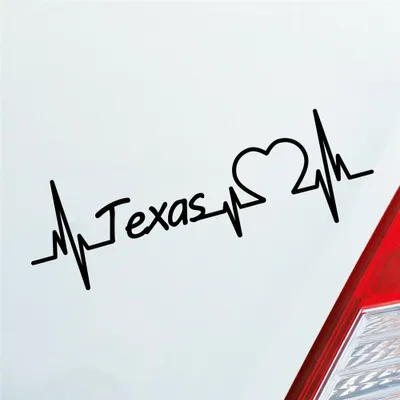Produktbild von Auto Aufkleber Texas Herz Herzschlag 19x6 cm Schwarz Glanz Sticker Heckscheibenaufkleber