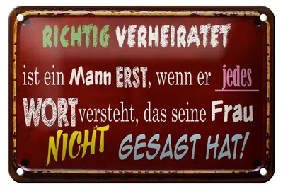 Produktbild von Blechschild Spruch 18x12cm Achtung Verheiratet ist Mann