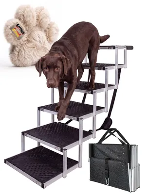 Imagen del producto de Escalera plegable para perros - 6 escalones - Capacidad de carga de 70 kg - Aluminio, color