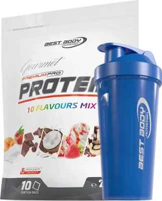 Produktbild von Best Body Nutrition - Gourmet Protein - Mix-Beutel (10 x 25 g) + Shaker