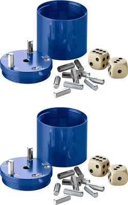 Produktbild von BestSaller 30052 SUPER SIX Würfelspiel Aluminum, 36 Spielstäbchen & 2 Würfel, blau (2 Stück)