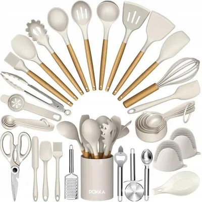 Produktbild von Set mit 34-teiligem Silikon-Küchenzubehör, schwarz, XXL