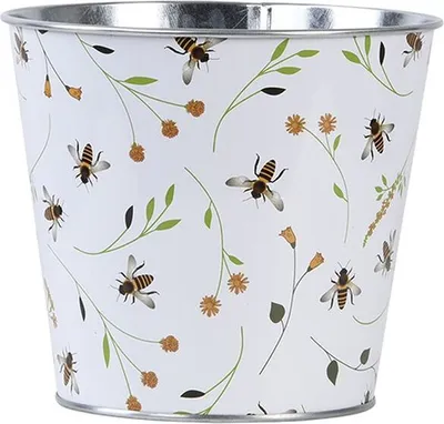 Produktbild von Rivanto® Blumentopf Bienenmuster Ø 15 x H 15 cm Pflanztopf Zinkeimer