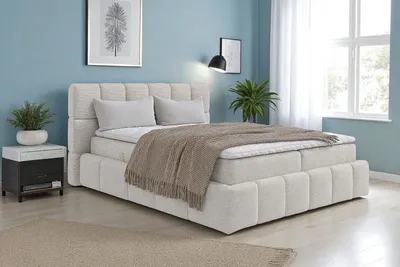 Produktbild von KSHOMECONCEPT Boxspringbetten AURA mit Bonell Matratze H3 und Topper, Zwei Bettkasten 180x200 cm, Grau