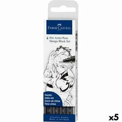 Obrázek produktu pro Sada fixů Faber-Castell Pitt Artist Etüie Comic, Drawing and Manga Black (5 kusů)