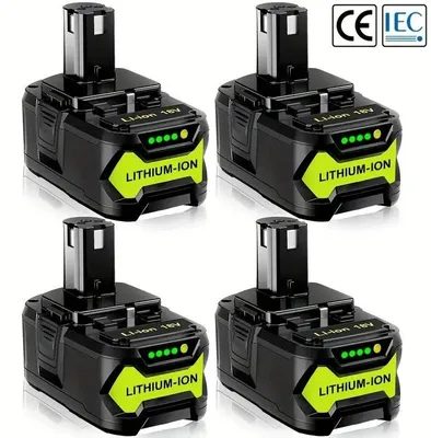 Image de Batterie d'outils 18 V One+ - Kit de 4 batteries de rechange Li-Ion - 8,0 Ah / 8 000 mAh - Rechargeables - Compatibles avec les modèles P104, P107, P108 et P109