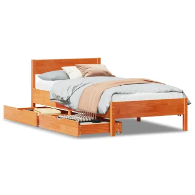 Produktbild von Massivholzbett ohne Matratze Wachsbraun 100x200 Kiefernholz
