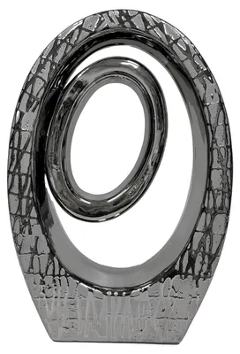 Produktbild von DRW Abstrakte Keramikfigur in Silber, 9 x 22 x 34 cm