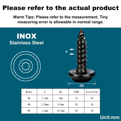 Selbstbohrende Schrauben M4x16mm, 50 Stück, Torx, Edelstahl A2