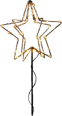 Produktbild von LED Gartenstecker Stern 75 cm mit 52 LEDs und Timer, warmweiß, batteriebetrieben