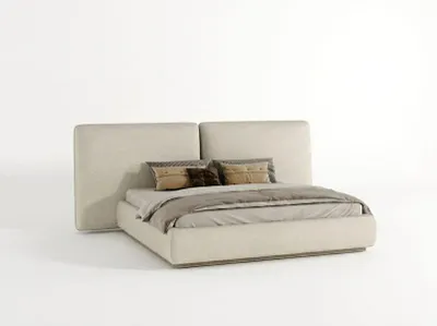 Immagine prodotto di Letto imbottito beige, matrimoniale, per la camera da letto, struttura letto dal design moderno