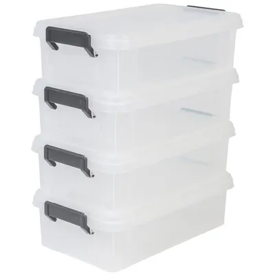 Produktbild von IRIS OHYAMA 4er-Set MBX-4 Aufbewahrungsboxen - Kunststoff - 4 L - 36,5 x 21,4 x 10,5 cm - Transparent und Schwarz