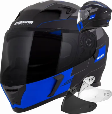 Produktbild von Cassida Integralhelm 3.0 ROXOR schwarz matt/blau/grau/weiß 2XL (63 - 64cm) + Black Visier
