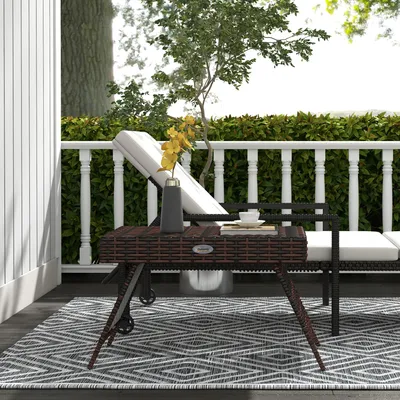 Produktbild von SUGIFT Klapptisch Outdoor PE-Rattan, Beistelltisch Couchtisch faltbar, Polyrattan Stahl, Braun | 60x41x41 cm | 4,2 kg | wetterfest klappbar