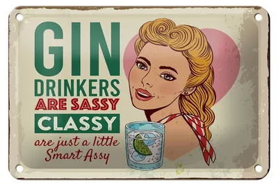 Produktbild von Blechschild Spruch Gin Drinkers are sassy classy 18x12cm