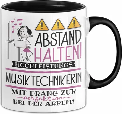 Produktbild von Musiktechnikerin Tasse Geschenk Lustig Abstand Halten Hochleistungs-Musiktechnikerin Mit Drang Zur Perfektion Bei Der Arbeit (Schwarz)