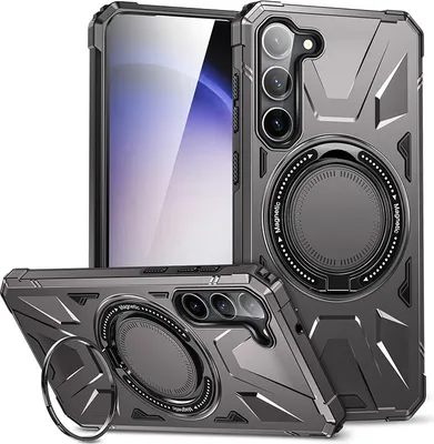 Produktbild von Hülle für Samsung Galaxy S23+ / S23 Plus Kompatibel mit MagSafe, Dual Layer Robuste Schutzhülle, Magnetischer Ringständer Grau