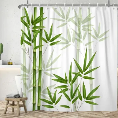 Immagine prodotto di Tenda da doccia con motivo a bambù, 180 x 220 cm. Impermeabile e lavabile