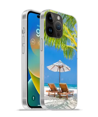 Produktbild von MuchoWow® Handyhülle Schutzhülle Hülle für Apple iPhone 14 Pro - Softcase Palme - Strandkorb - Sonnenschirm Silikon Softcase Handy Hülle - Umschlag