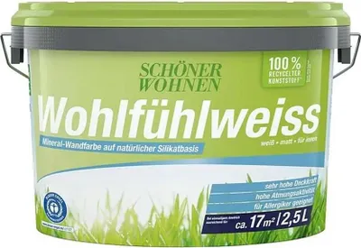 Produktbild von Schöner Wohnen Wohlfühlweiss 2,5 Ltr. weiss, Mineral-Wandfarbe