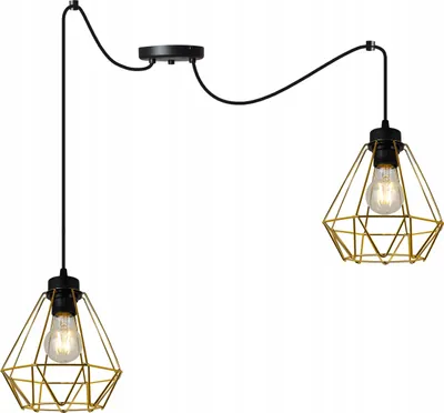 Immagine prodotto di Light-Home Spider Corral sospensione - Lampada da soffitto industriale - Lampada a sospensione in metallo - 2 luci, nero e oro