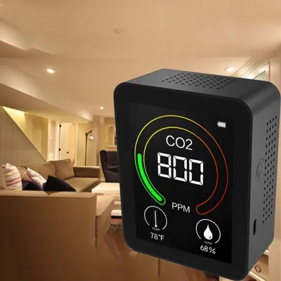 Zdjęcie produktu dla Detektor dwutlenku węgla - tester temperatury i wilgotności, czarny