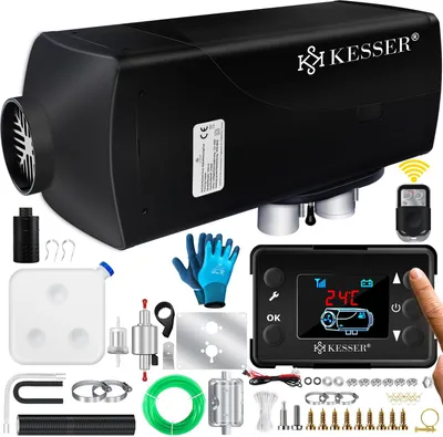 Produktbild von KESSER® Standheizung 8KW für Diesel | Diesel-Heizung mit LCD-Display und Fernbedienung | Lufterhitzer mit Schalldämpfer für Auto PKW LKW Wohnmobil | Heizung, Timer und Thermostat | 12V/24V KFZ