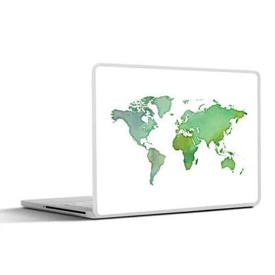 Produktbild von MuchoWow® Laptop Aufkleber Sticker Cover Weltkarte - Aquarell - Grün 30x22 cm - Laptop-Sticker