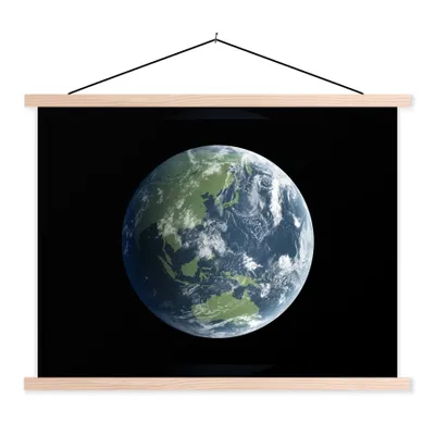 Produktbild von MuchoWow® Textilposter Satellitenbild der Erde 150x113 cm mit holzfarbenen Rahmen - Poster