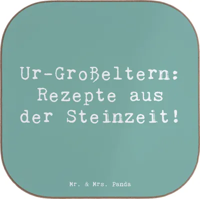 Produktbild von Mr. & Mrs. Panda Untersetzer Tasse Spruch Ur-Großeltern Rezepte - Meeresbrise - Geschenk, Jubiläen, Weihnachten, Geburtstagsgeschenk, herzerwärmende Sprüche, Tradition