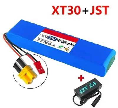 Immagine prodotto di Batteria per scooter elettrici 36V - 10S3P, pacco batteria agli ioni di litio con celle 18650 - 100Ah, 100000mAh - compatibile con scooter elettrici Xiaomi M365 - connettore XT30-JST - dimensioni 29x4x6,8 cm