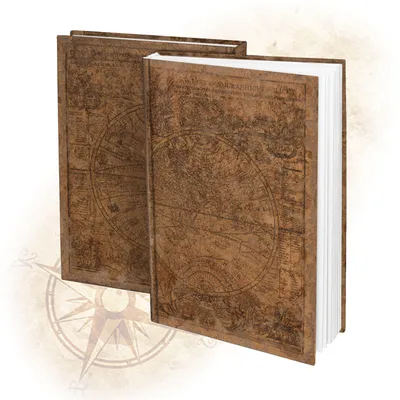 Produktbild von Notizbuch A5 blanko Hardcover Weltkarte Vintage, 164 Seiten Naturpapier