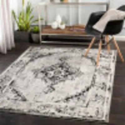 Moderner Teppich, rechteckig, 150x213 cm, Polypropylen, grau/schwarz/elfenbein