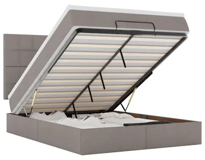 Immagine prodotto di Letto ottomano 140x190 cm - Tessuto color tortora - Con spazio contenitivo