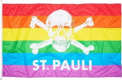 Produktbild von FC St. Pauli - Hissfahne Totenkopf Regenbogen klein 120x200 cm