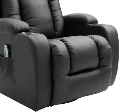 Produktbild von Relaxsessel Massagesessel drehbar mit Liegefunktion und Heizung, Schwarz