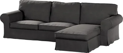 Produktbild von Dekoria Bezug für Ektorp 2-Sitzer Sofa mit Recamiere, dunkelgrau, Ektorp 2-Sitzer Sofabezug mit Recamiere