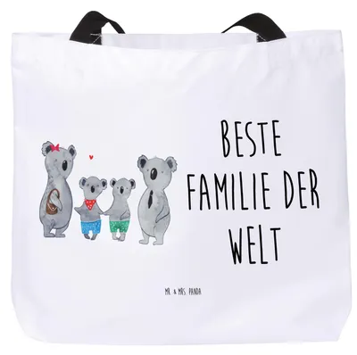 Produktbild von Mr. & Mrs. Panda Strandtasche Koala Familie zwei - Weiß - Geschenk, Schultasche, Tote Bag, Zusammen, Bruder, Laptoptasche, Koalabär, Reisetasche, Tasche