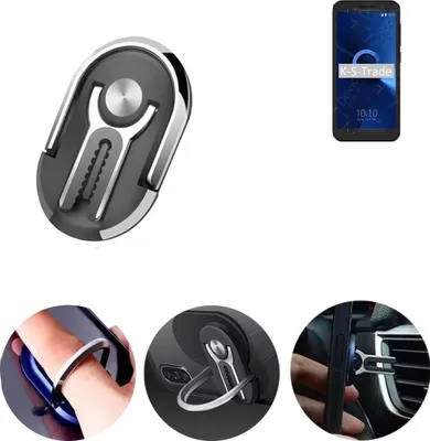 Produktbild von K-S-Trade 3in1 Smartphone-Ring Handy-Ring kompatibel mit Alcatel 1 (2019) Fingerhalterung  Handyring Tischständer Lüftungsgitter-Halterung Tisch