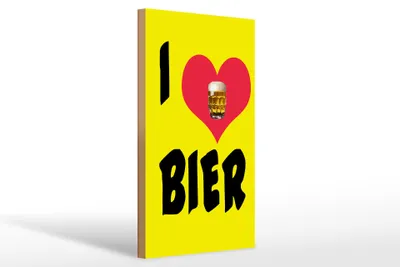 Produktbild von Holzschild  I Love Bier, 30x20 cm, Holzschilder Spruch Getränke Alkohol