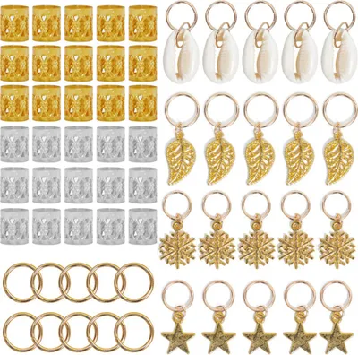 Obrázok produktu pre 80 ks / sada korálok na dredy, kovové manžety, prívesky na vlasy, sponky na zapletanie, vlasové ozdoby, príslušenstvo na DIY zapletanie