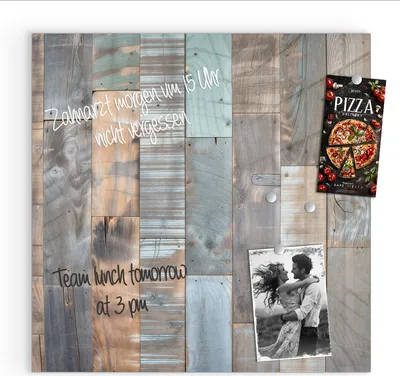 Produktbild von Magnettafel 50x50cm Pinnwand Whiteboard beschreibbar - Holzplanken Vintage