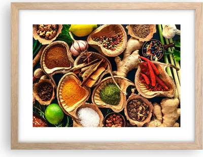 Produktbild von Gerahmtes Poster - Rahmen in heller Eiche - Küche Essen Kräuter Gewürze - 40x30 cm - Wand Bild - Wanddeko - Wandbilder - Wandposter - Bilderrahmen - Bilder - Kunstdruck - Wandbild - P2NAA40x30-2844