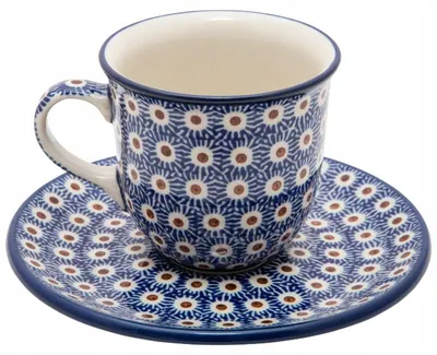 Produktbild von Ceramika Artystyczna Bolesławiec Tasse mit Untertasse 180ml Handmade