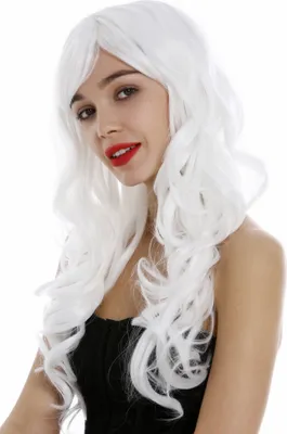 Produktbild von WIG ME UP Perücke lang wellig Locken Pony Weiß 285-1001